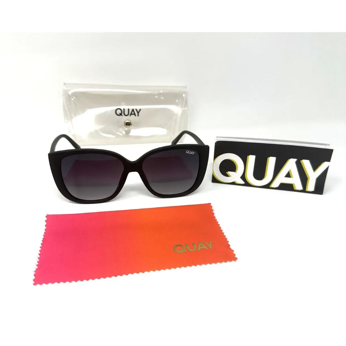 Quay Australia Ever After Matte Black Smoke Fade Sunglasses Women’s One Size UV - Frame: Black, Lens: Black