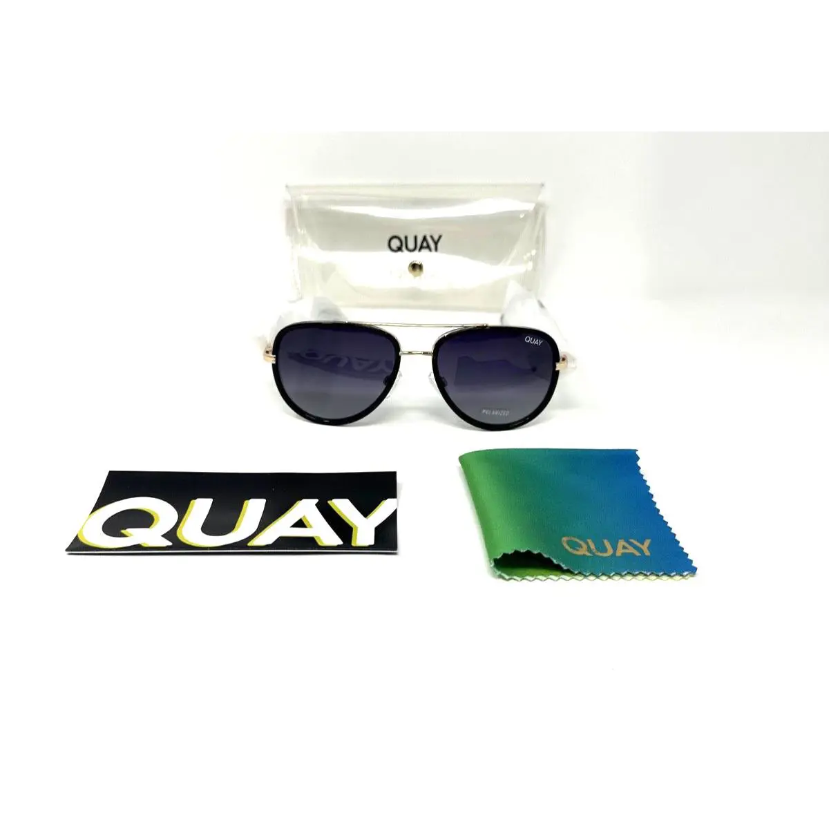 Quay Women’s All In Mini Sunglasses Black Smoke Fade Lens One Size UV Protection
