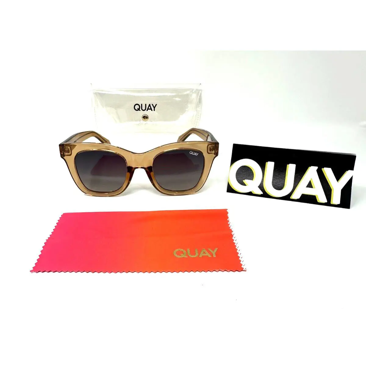 Quay After Hours Sunglasses Toffee Brown Fade Square Women One Size UV Style