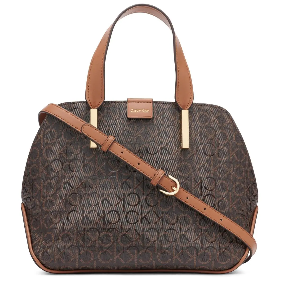 Calvin Klein Audrey Triple Compartment Satchel Brown/khaki/caramel One Size