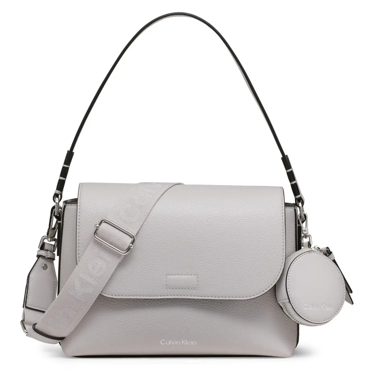 Calvin Millie 2 In 1 Flap Shoulder Bag & Crossbody Klein Millie 2 in 1 Flap Shoulder Bag Crossbody Dove Grey One Size by Calvin Klein