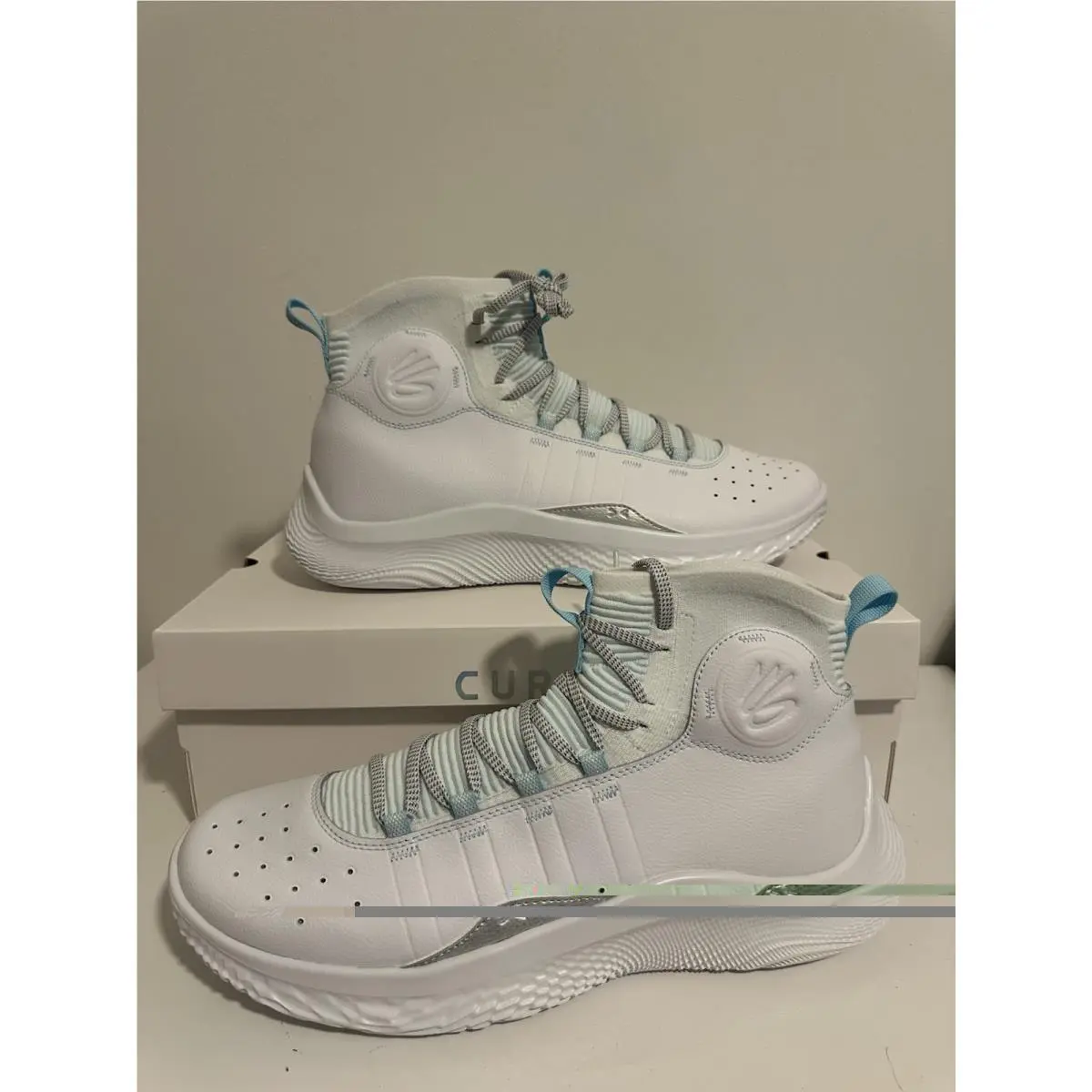 Size 14  Curry 4 Flotro 2025 White/stream/metallic Silver 3024861 by Under Armour