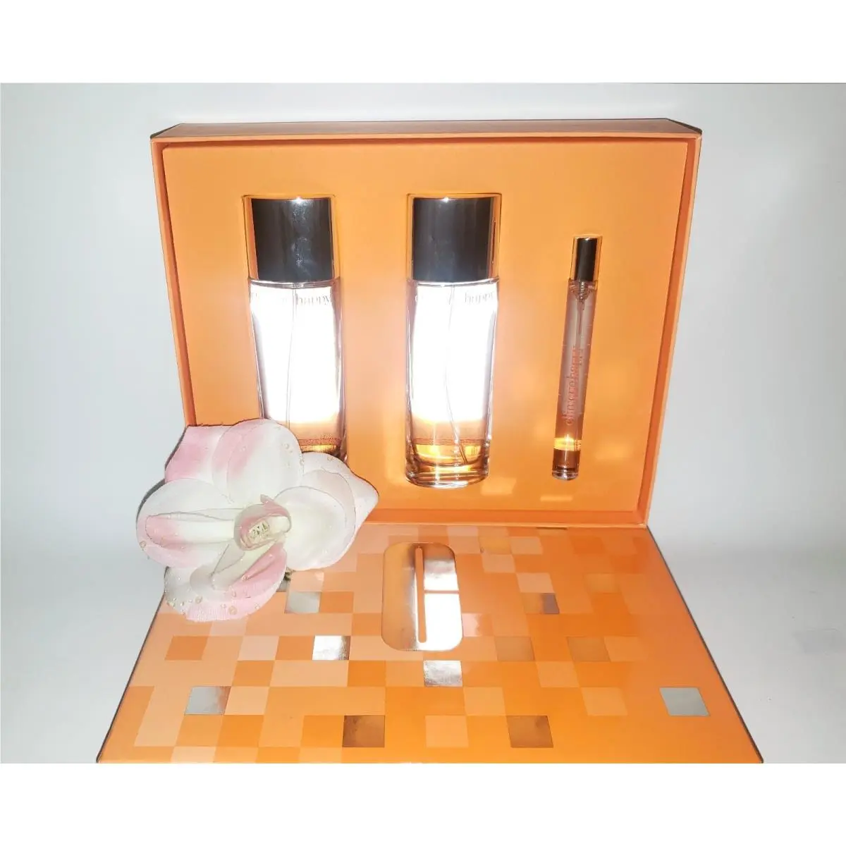 Clinique Happy Eau De Parfum Edp Perfume Spray 3pc Gift Set 2 x 1.7oz + 0.34oz