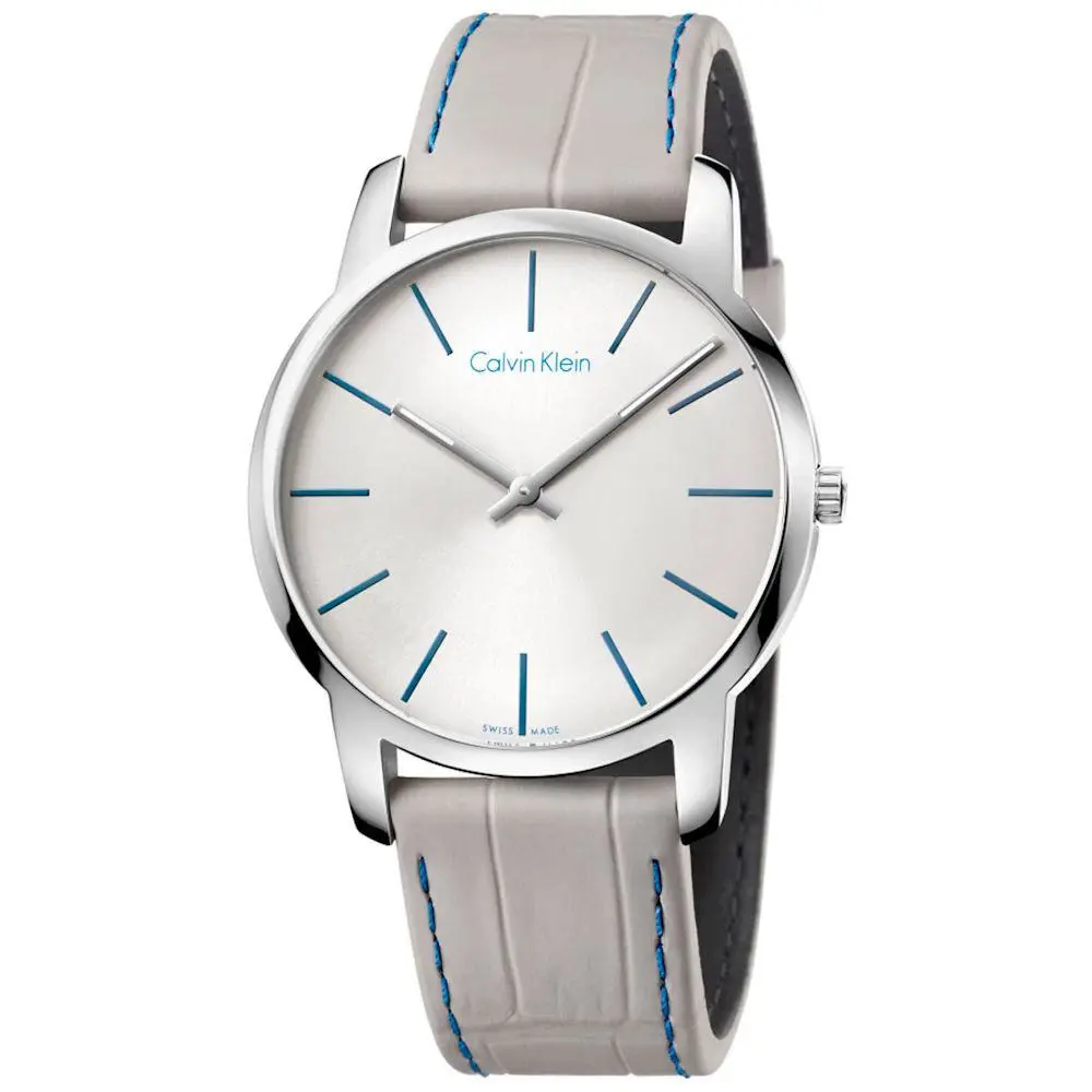 Calvin Klein City Grey Leather Strap Mens Watch K2G211Q4
