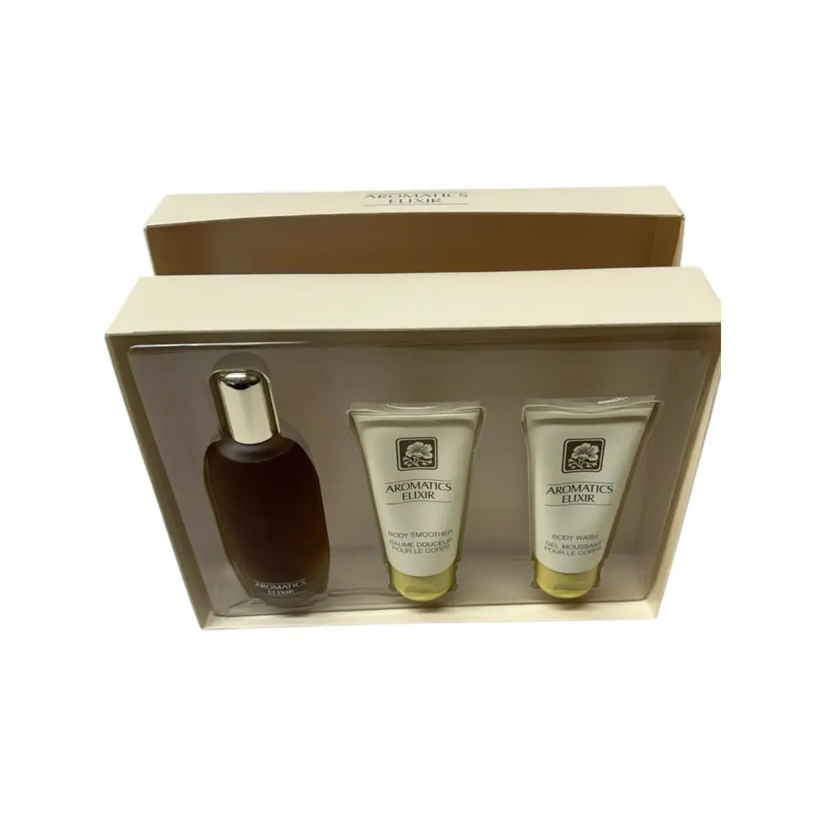Clinique Aromatics Elixir Riches Perfume Body Smoother Body Wash 3 Pc Set-nib