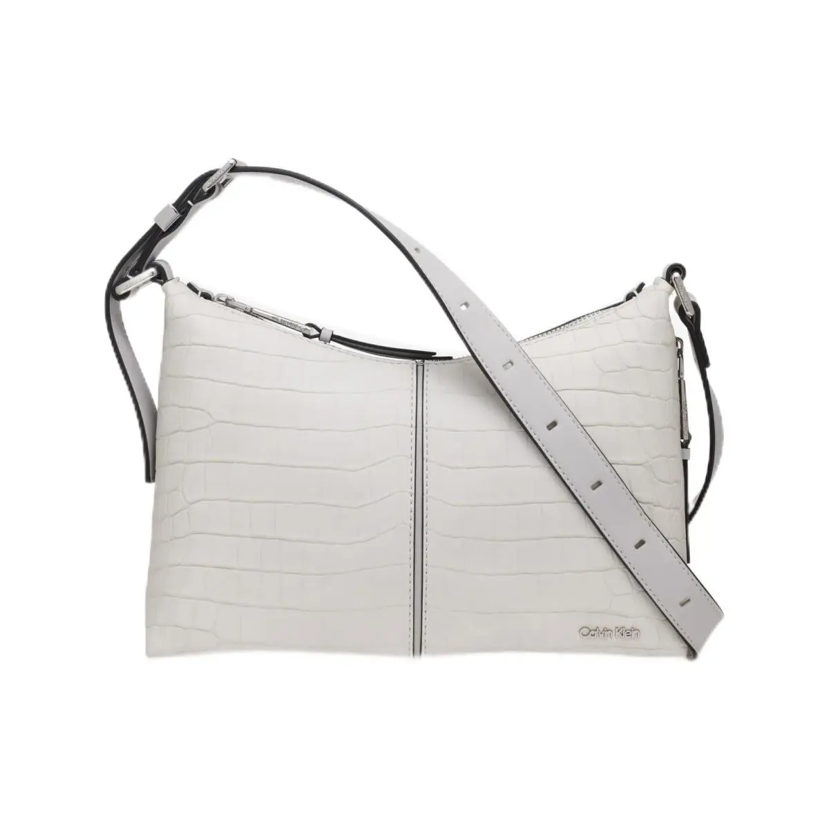Calvin Klein Max Top Zip Crossbody Dove Grey Sueded Croc One Size