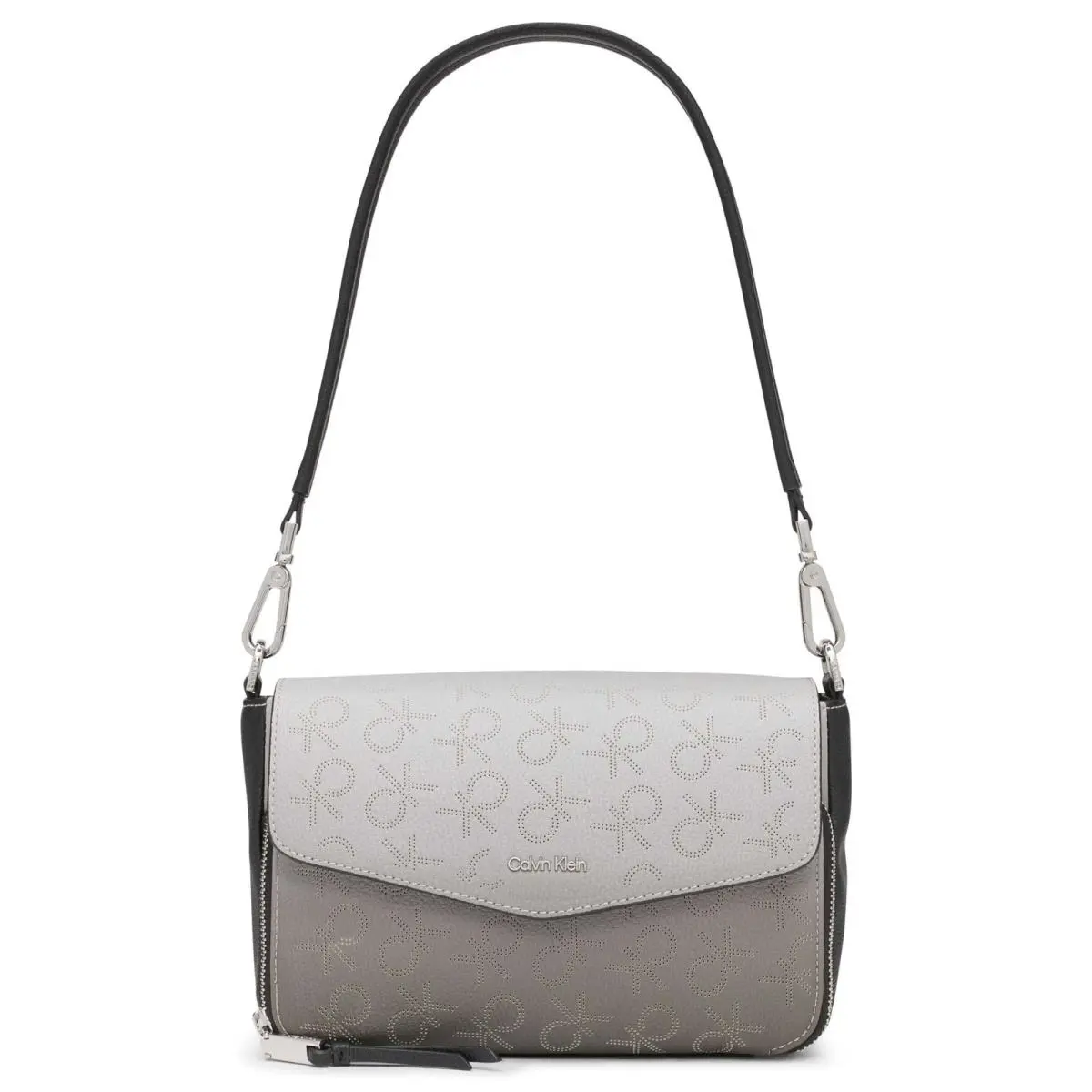 Calvin Klein Ava Novelty Demi Shoulder Bag Black Multi Perf Logo One Size