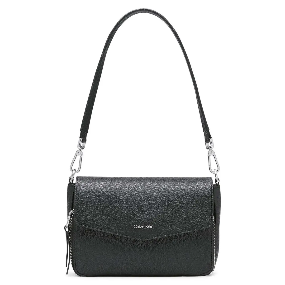 Ava Novelty Demi Shoulder Bag Black/silver Textured One Size by Calvin Klein