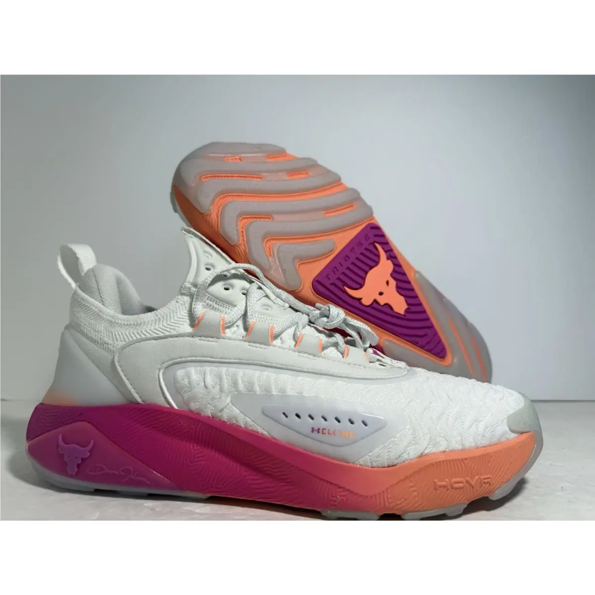 Under Armour Project Rock 7 UA Women’s Size 10 US White Orange Cross Training