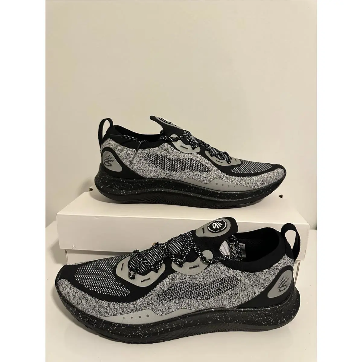 Size 18 Under Armour Curry Flow Go Oreo Black Mens Running Shoes 3023814-007