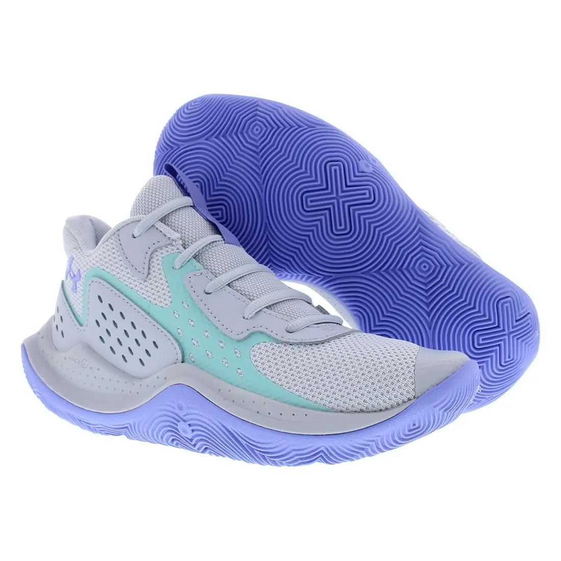 Under Armour Jet 23 GS Boys Shoes Size 6 Color: Grey/blue - Grey/Blue, Main: Grey