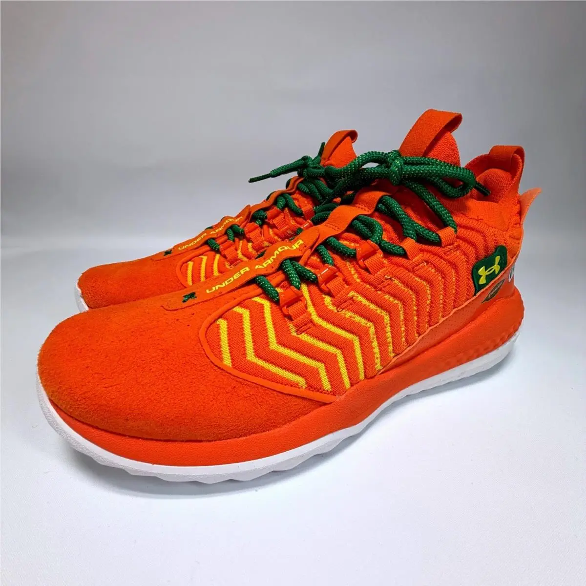 Under Armour Harper 4 Turf Shoes Men`s 12 Orange Green Miami Edition No Box