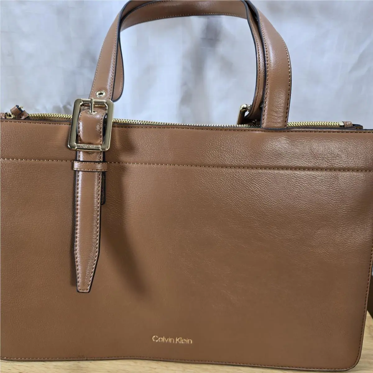 Calvin Klein Havana Tote Caramel Bag Commuter Shoulder Buckles Purse