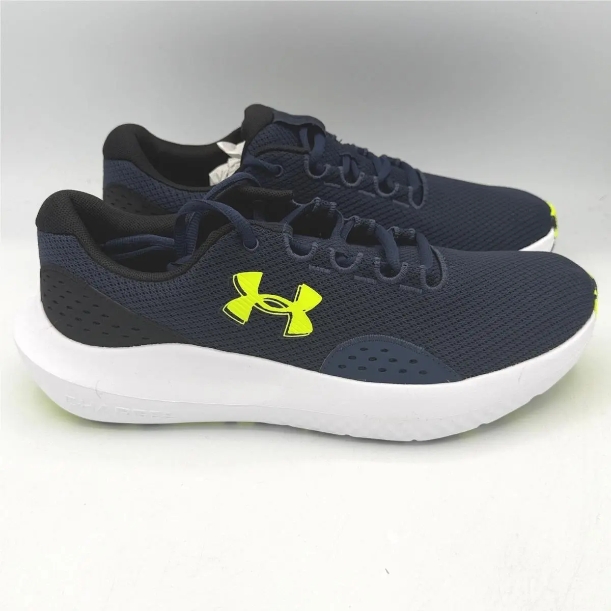 Under Armour Charged Surge 4 Men Running Shoes 9.5 Navy Blue Neon 3027000-404