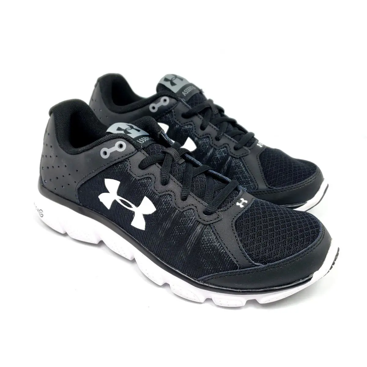 Under Armour UA Micro G Assert 6 Mens Size 7.5 Black White Athletic Sneaker Shoe