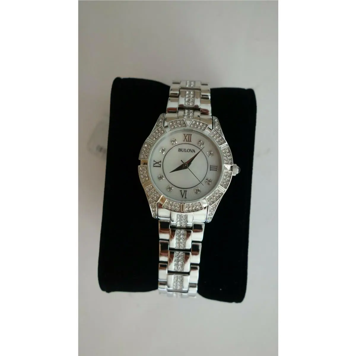 Bulova® Women`s Crystal-accent Silver-tone Bracelet Watch 96L116 Retail