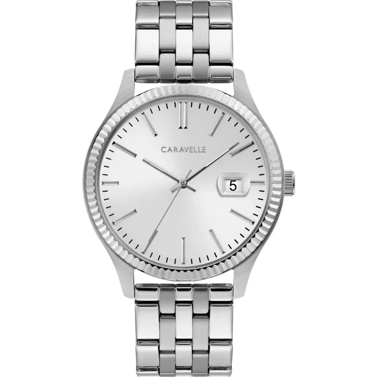 Caravelle by Bulova Women`s White Dial Silver Stainless Steel 41mm Watch 43B163 - Dial: White, Silver, Band: Silver, Bezel: Silver