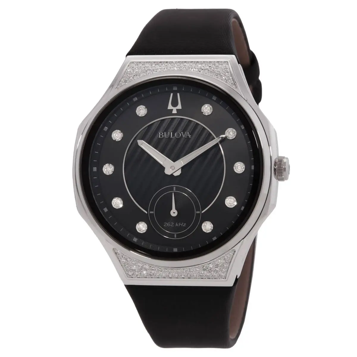 Curv Quartz Diamond Black Dial Ladies Watch 96R229 by Bulova