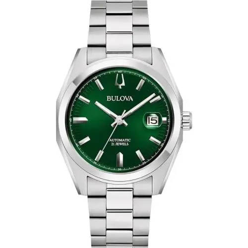 Bulova Men`s Automatic Watch 96B429 Silver Bracelet