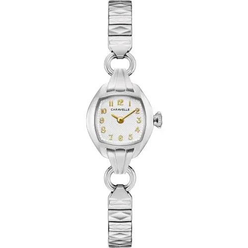 Caravelle by Bulova Ladies Quartz Vintage Classic Watch 43L225 - Dial: Silver, Band: Silver, Bezel: Silver