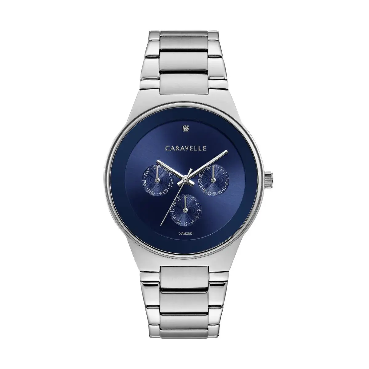 Caravelle by Bulova Men`s 43D107 Blue Men`s Watch - Dial: Blue, Band: Silver, Bezel: Silver
