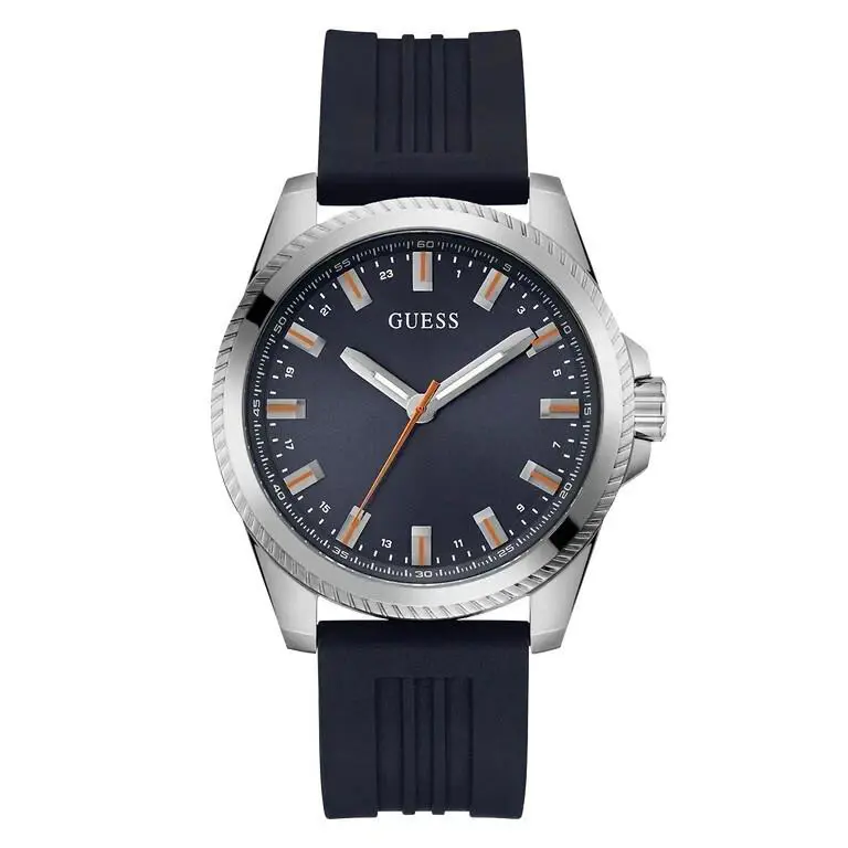 Guess Navy Silver Tone Analog 44mm Men`s Watch GW0639G1