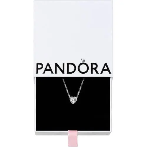 Pandora Heart Sterling Silver Collier Necklace Clear Cubic Zirconia Jewelry Pendant