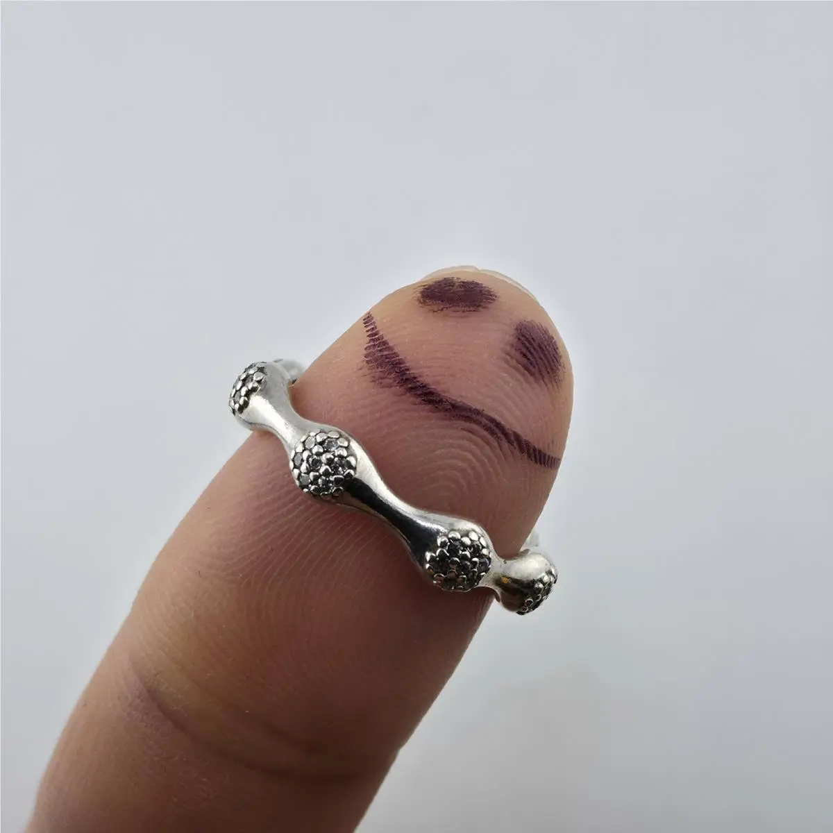 Pandora Pave Lovepods Ring Size 9 Sterling Silver CZ Modern Designer 925 Ale