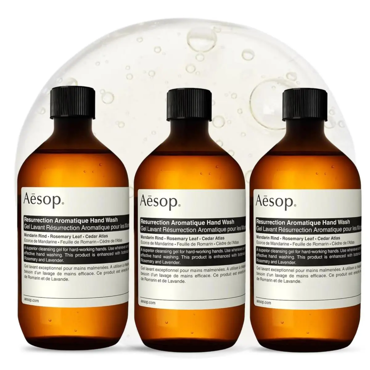Hand Wash 16.9 oz Pack of 3 Hydrating Gentle Aesop Resurrection Aromatique Soap
