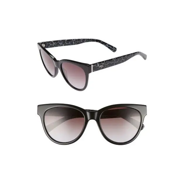 Longchamp Marchon 54mm Marble Black Cat Eye Woman`s Sunglasses R2645 - Frame: Black