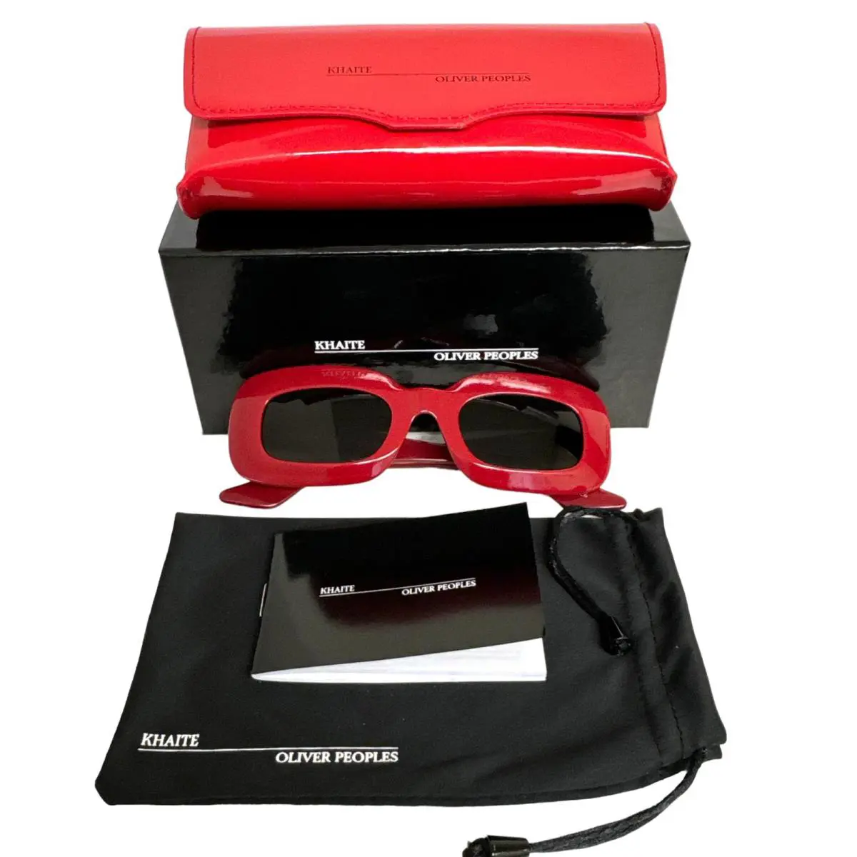 Oliver Peoples Khaite Sunglasses OV 5548SU Gloss Red Gold Accents with Case