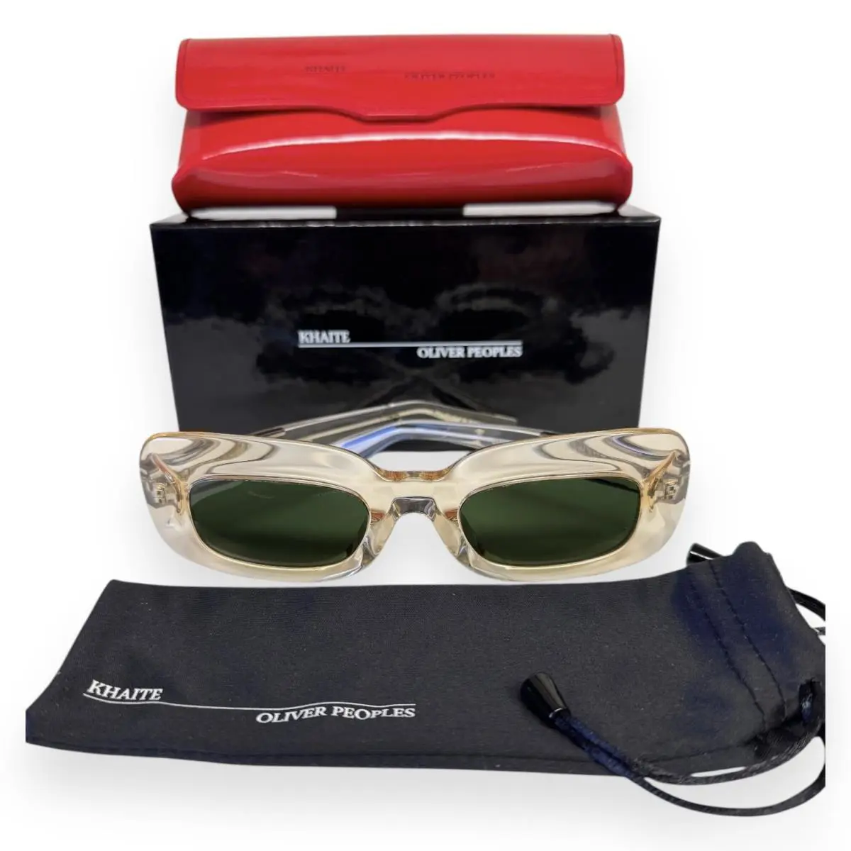 Oliver Peoples Khaite Sunglasses 1966C OV5548SU Clear Buff Green Lens with Case