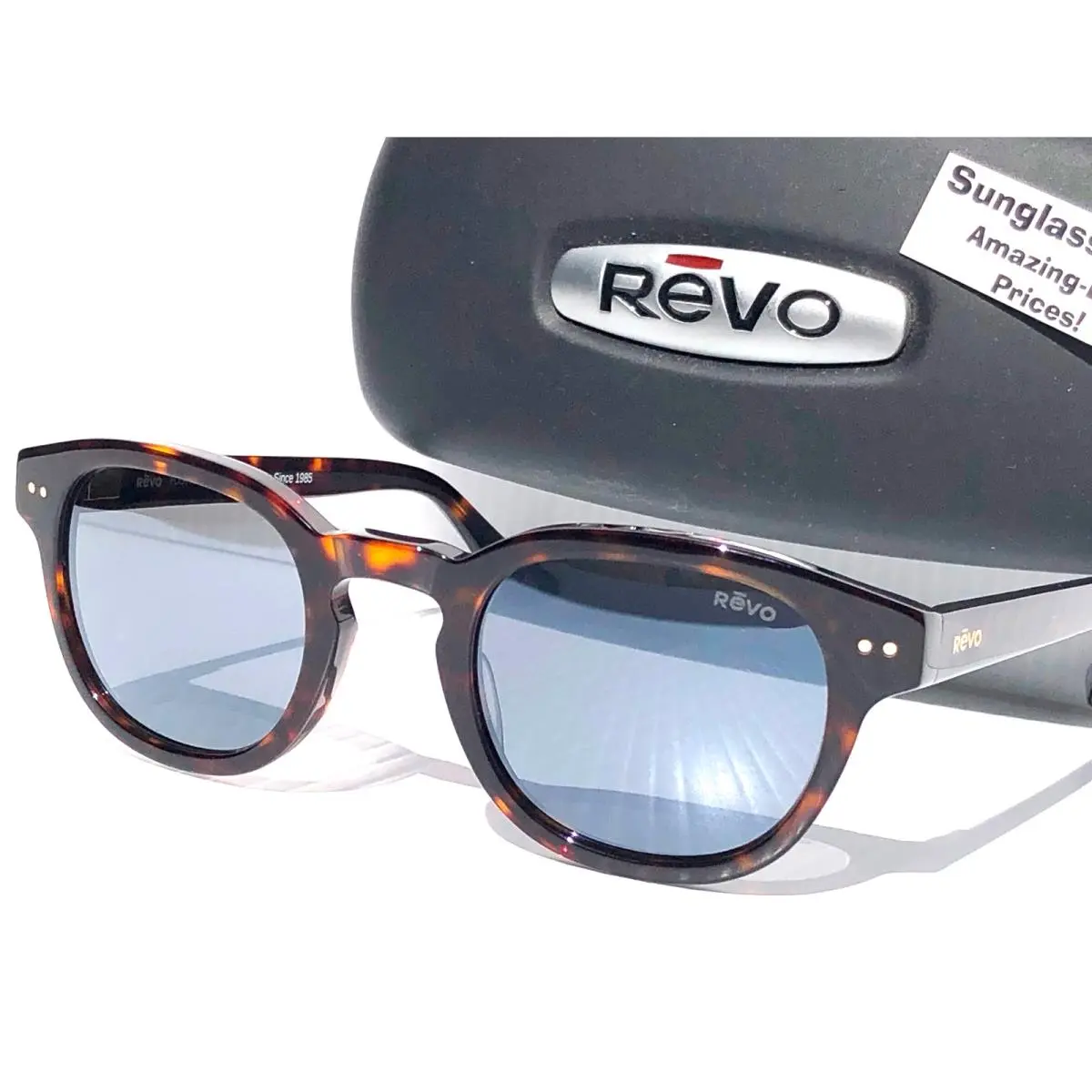 Sterling Shiny Tortoise Polarized Graphite Grey Lens Sunglass RE 1255 02 GY by Revo