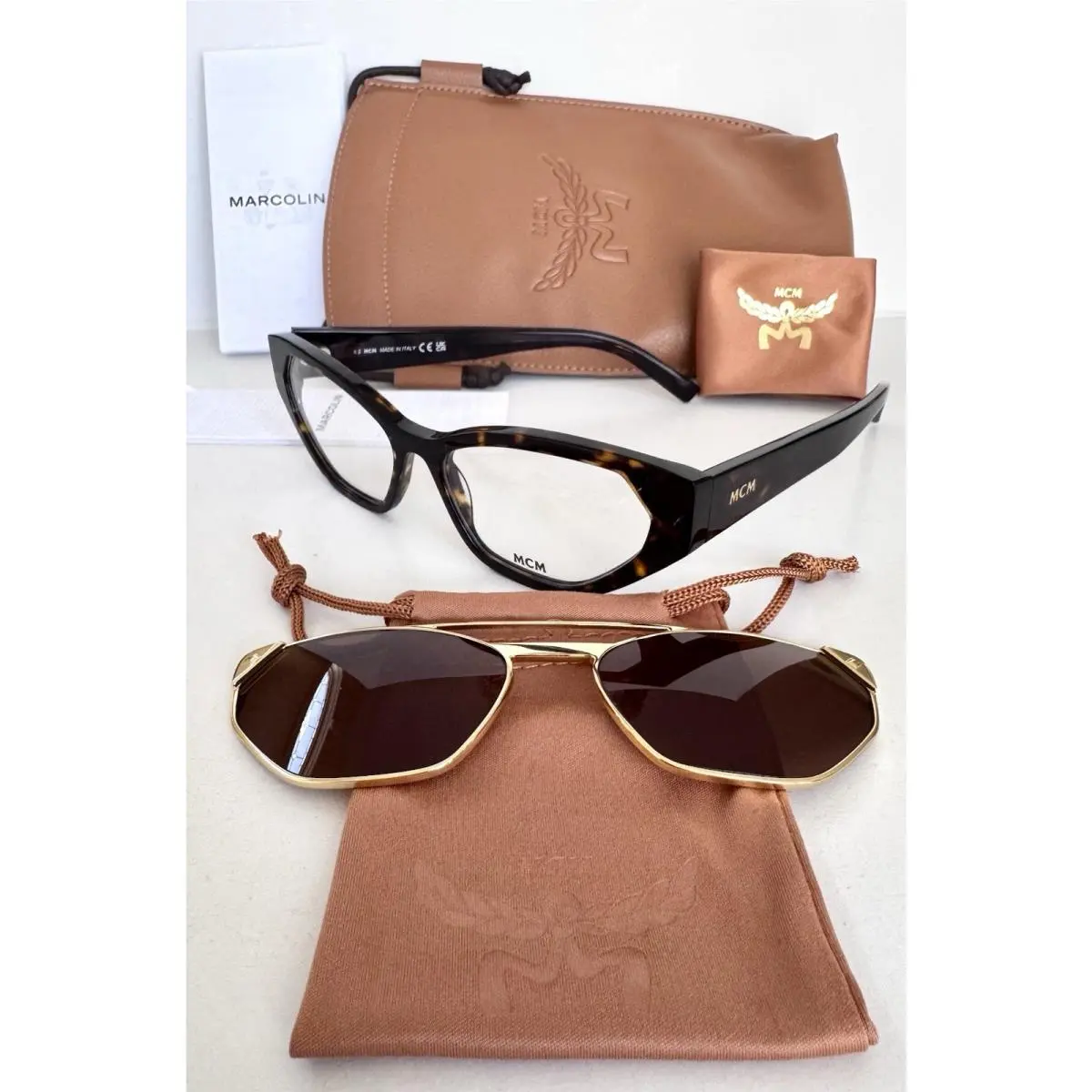 Mcm MW5011 052 Clip ON Cat Eye Women Dark Havana Gold Eyeglasses Sunglasses 56mm