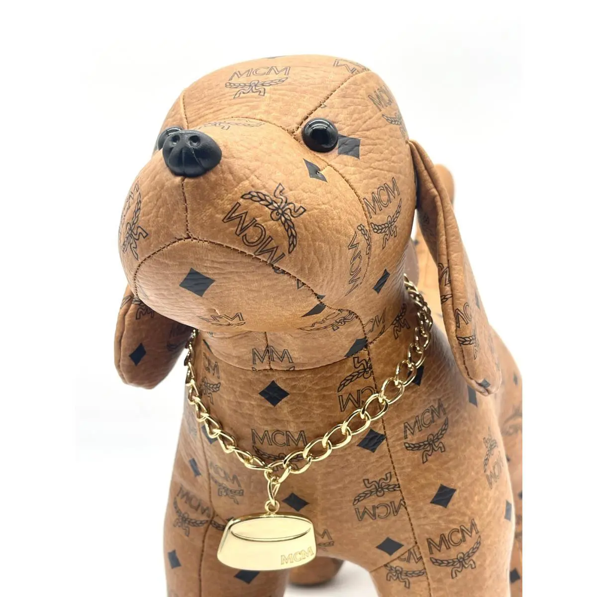 Mcm Visetos Monogram Dog – Large 19” Designer Display Decor Piece w/ Chain Tag