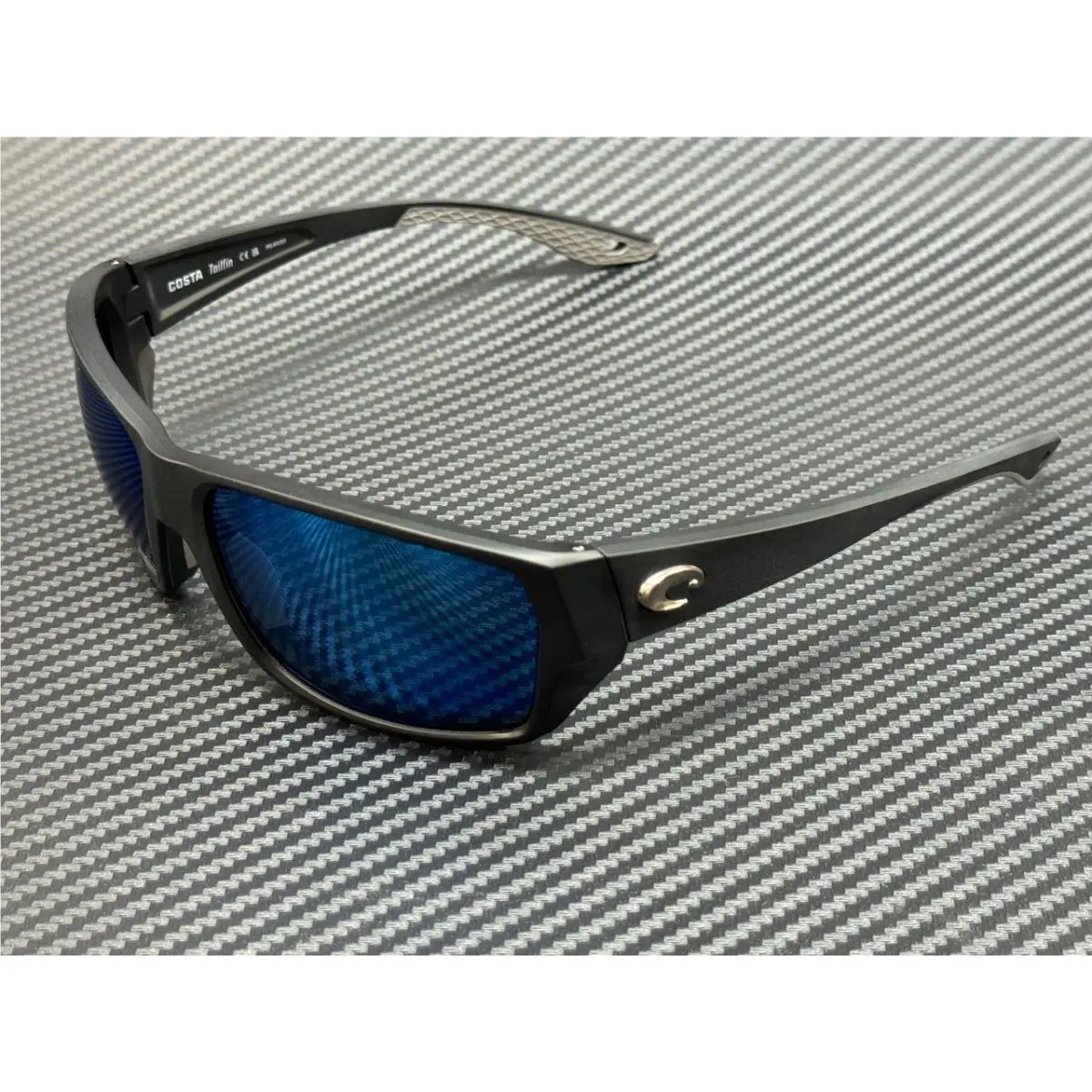Costa Del Mar Tailfin 6S9113 08 Matte Black Blue Men`s 60 mm Sunglasses
