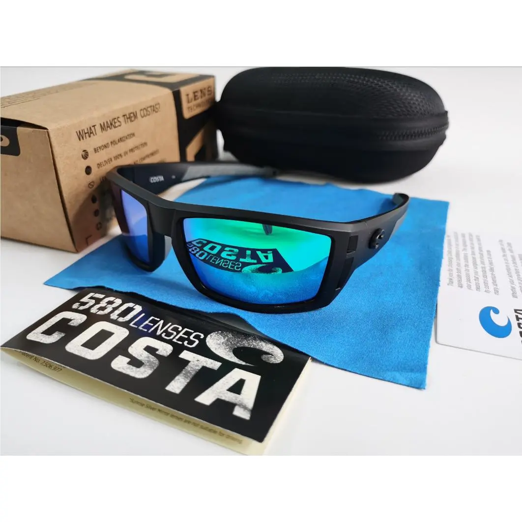 Costa Del Mar Men`s Diego Matte Black /green Mirror Polarized Sunglasses 580p