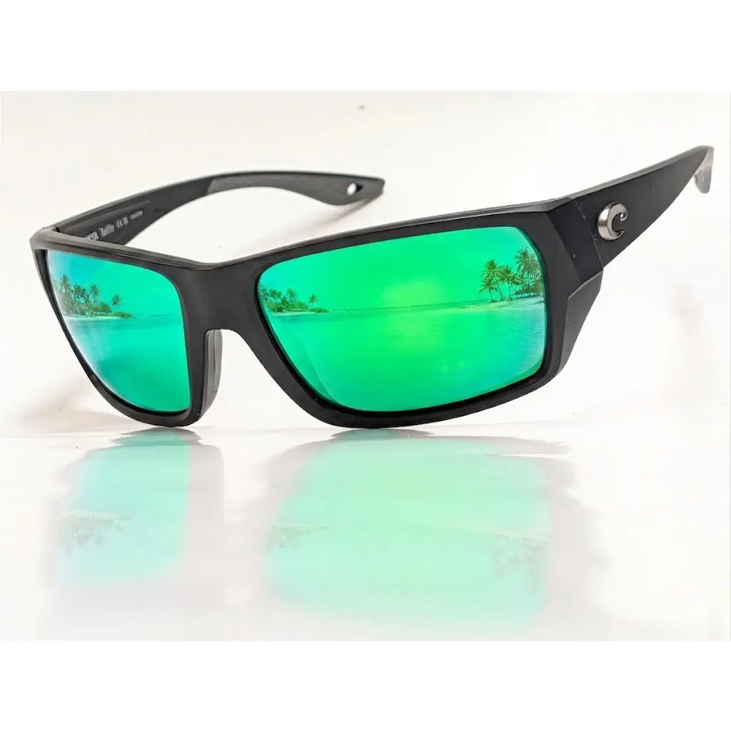 Costa Tailfin Sunglasses Medium Matte Black Green Mirror 580 Glass Lens