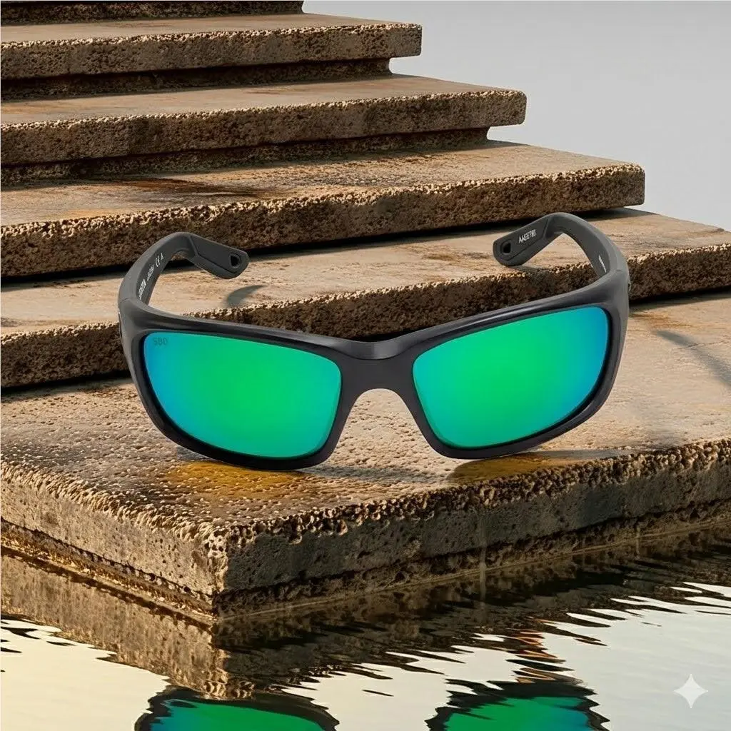 Sunglasses Jose Pro Matte Black Green Mirror 580 Glass Lens by Costa Del Mar