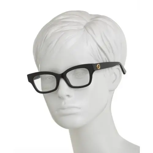 Gucci Optical Shiny Black 48mm Rectangle Square Cat Eye Eyeglasses W/demo Lens