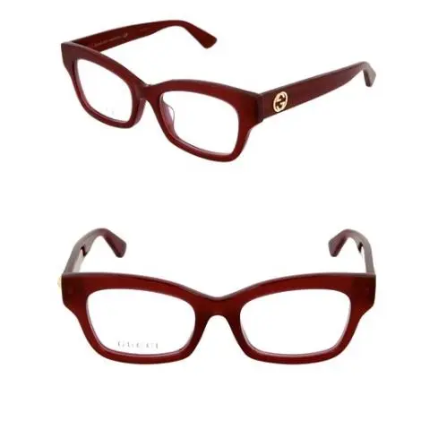Gucci Optical 50MM Burgundy Square Cateye Eyeglasses Transparent Lens