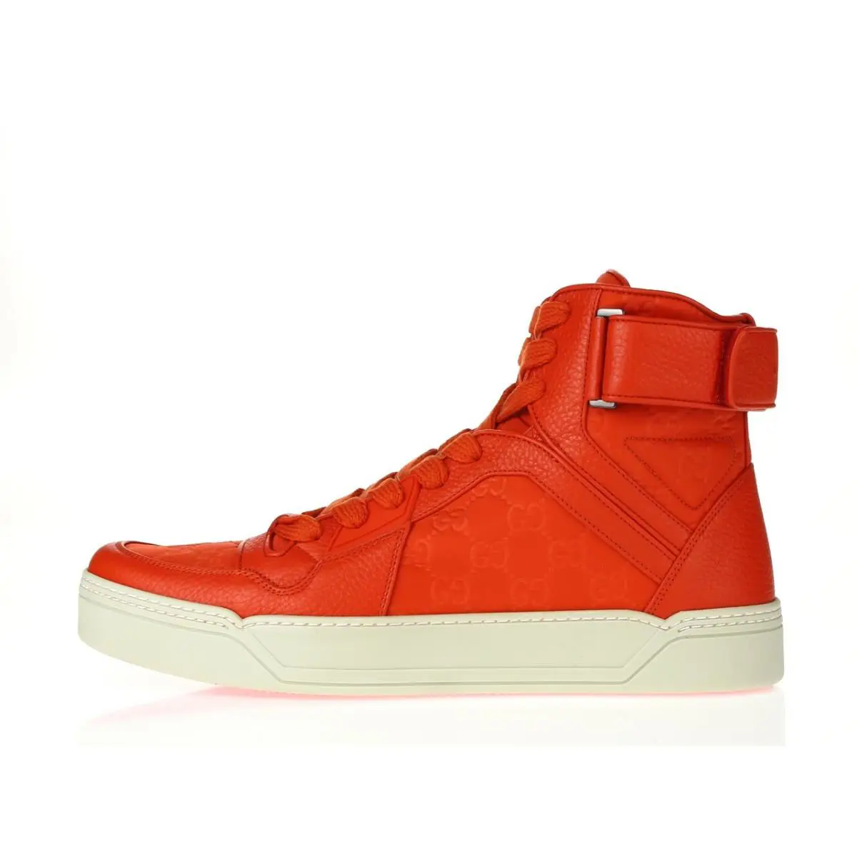 Mens Gucci 228419 Dusk Red Nylon Leather High Top Sneakers Sz. 9 G UK