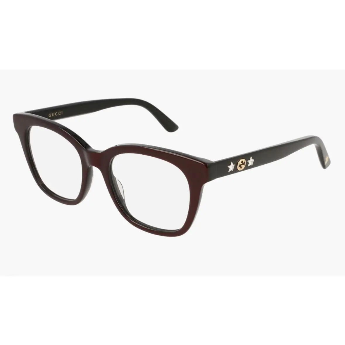 2-Tone Square Burgundy W/black Crystal Star Arm Demo Lens Eyeglasses by Gucci