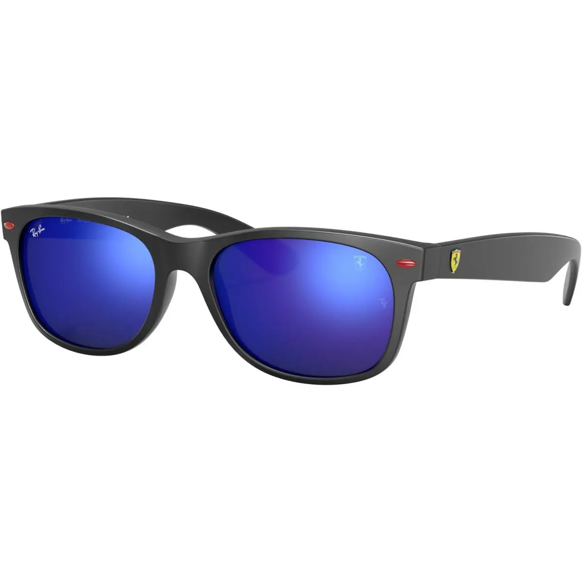 Ray-ban New Wayfarer Polarized Adult Wayfarer Polarized Matte Black/green Blue 55mm Sunglasses - Frame: Matte Black, Lens: Green Blue Mirrored