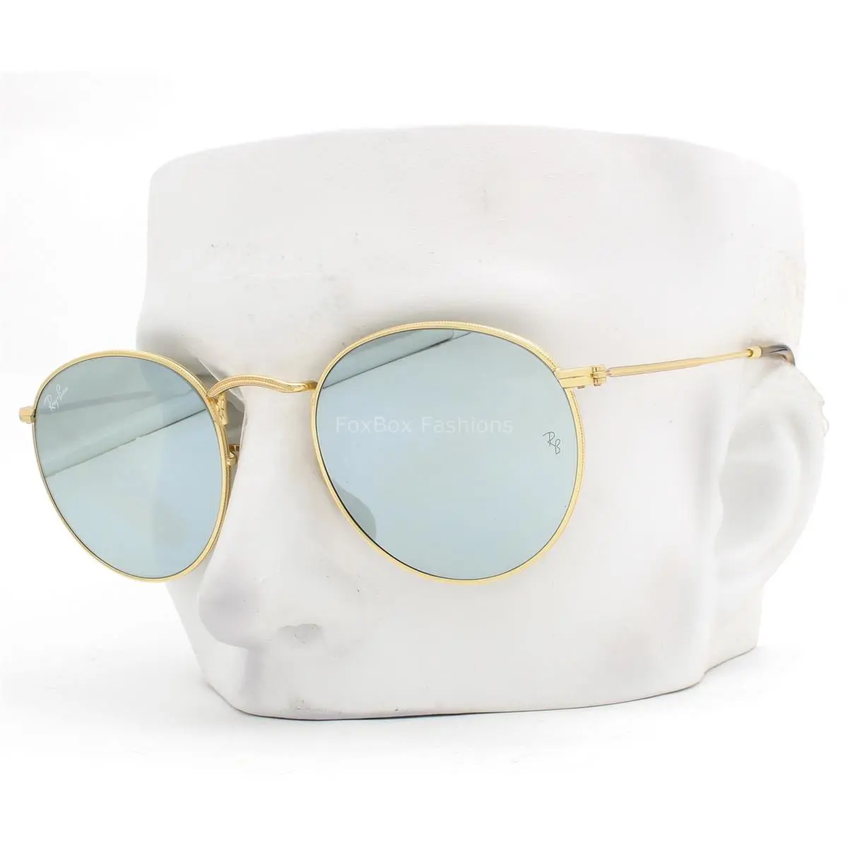 Ray-ban Sunglasses RB3447N 001/30 Round Flat Arista Gold Flash Glass 50mm W/case