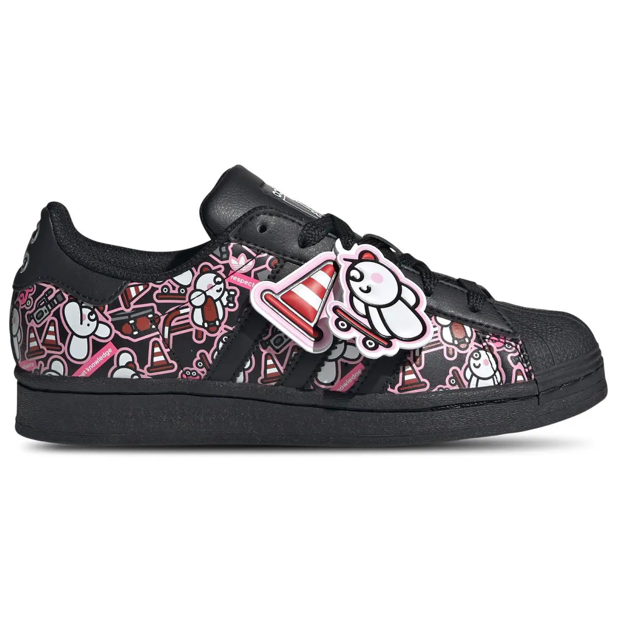 IE0252 Youth Adidas Superstar `james Jarvis Core Black Cloud White` - Cblack/Cblack/Ftwwht