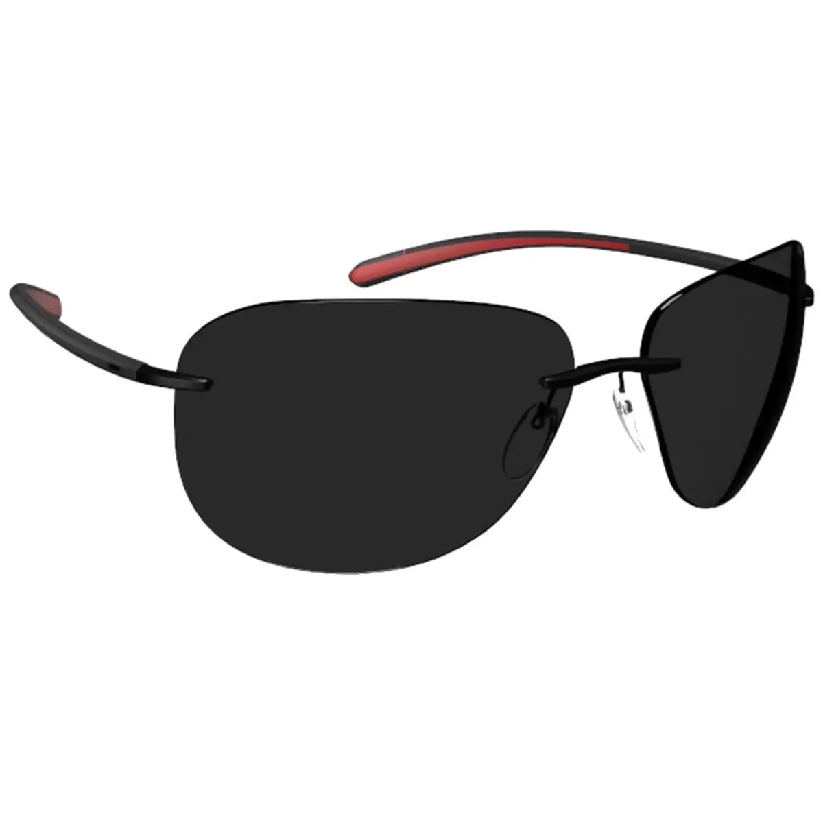 Bayside Polarized Rimless Aviator Sunglasses 872975 Made in Austria Black-Racing Red/Grey (91400000) by Silhouette