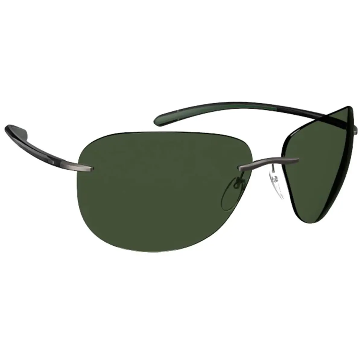 Bayside Polarized Rimless Aviator Sunglasses 872975 Made in Austria Grey-Pine Green/Green (66600000) by Silhouette
