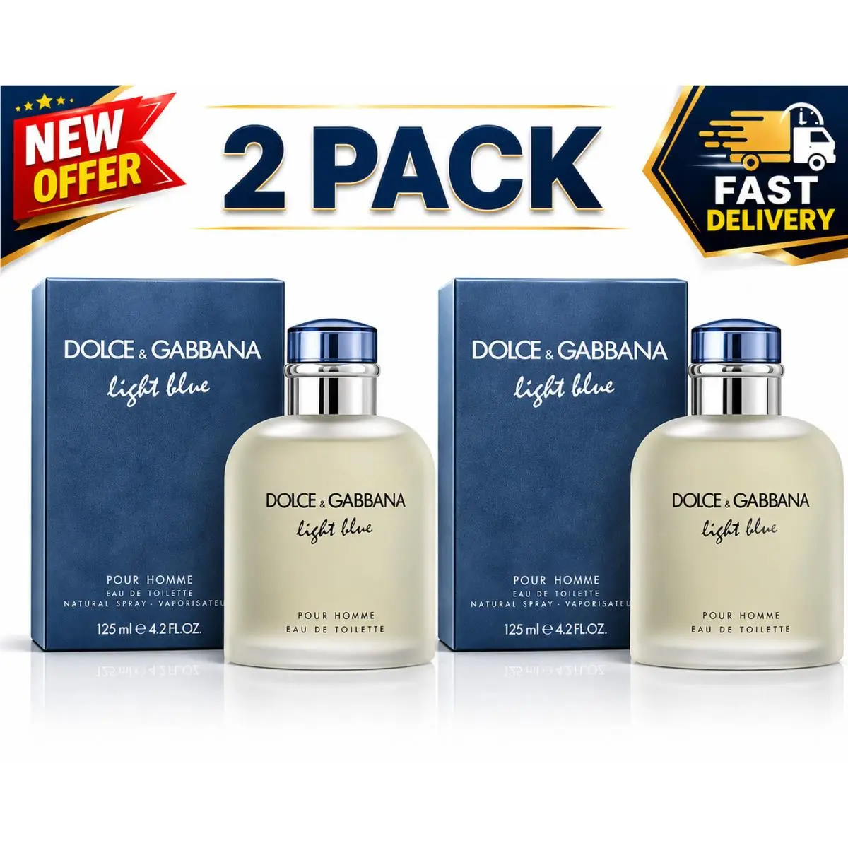 Light Blue by Dolce Gabbana For Men Eau de Toilette Spray 4.2 oz 2 Pack