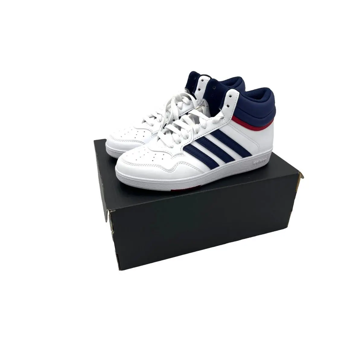 Adidas Hoops 4.0 Mid J Basketball Kids Athletic Sneakers Tennis Shoes 3.5 - White, Manufacturer: White Blue Red